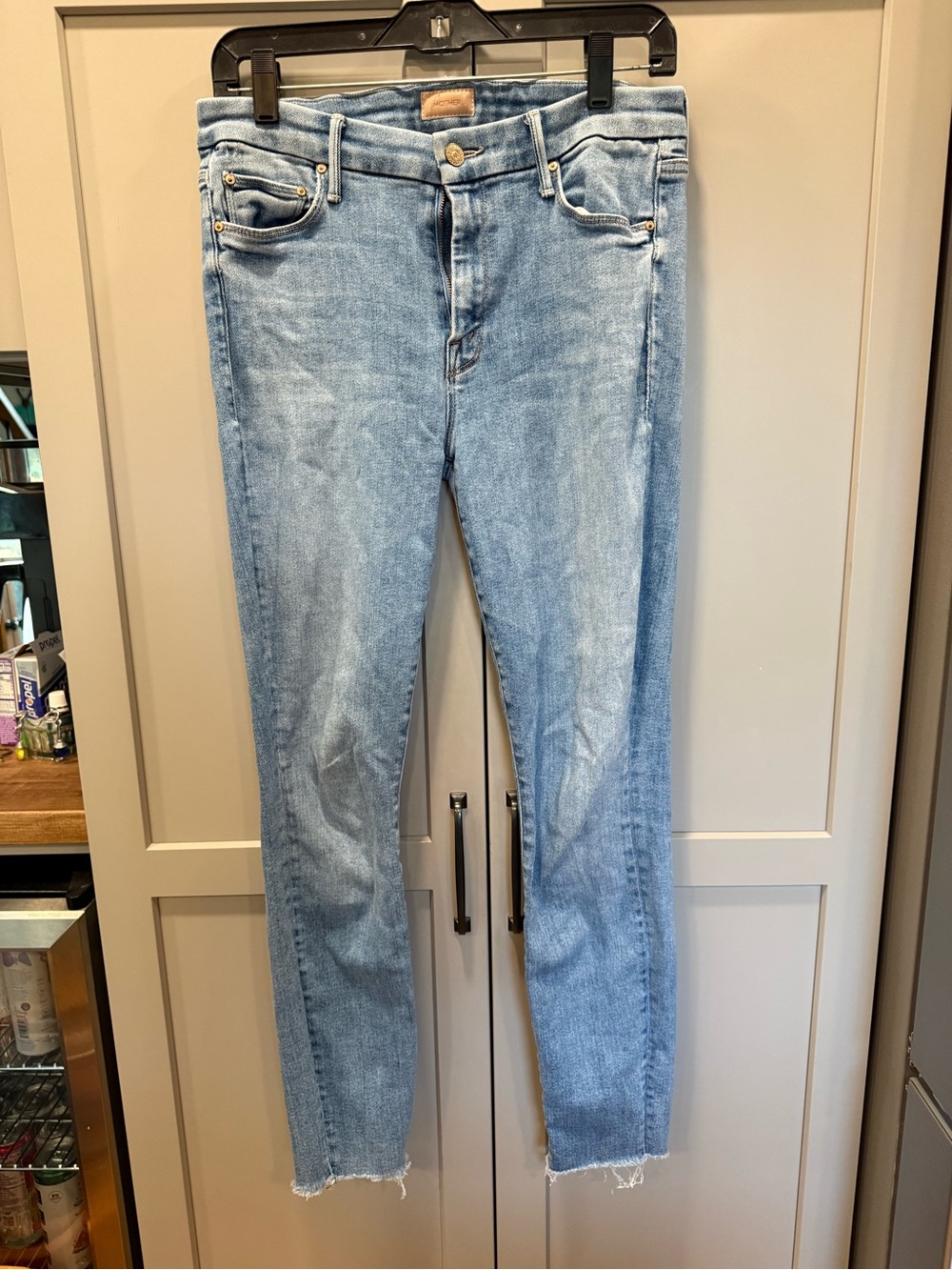 MOTHER the Looker Ankle Fray-Light Blue Skinny Jeans
